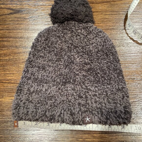 NWT Barefoot Dreams Pom Pom Beanie + Scarf Set CozyChic Knit Espresso/Cocoa - Picture 6 of 7